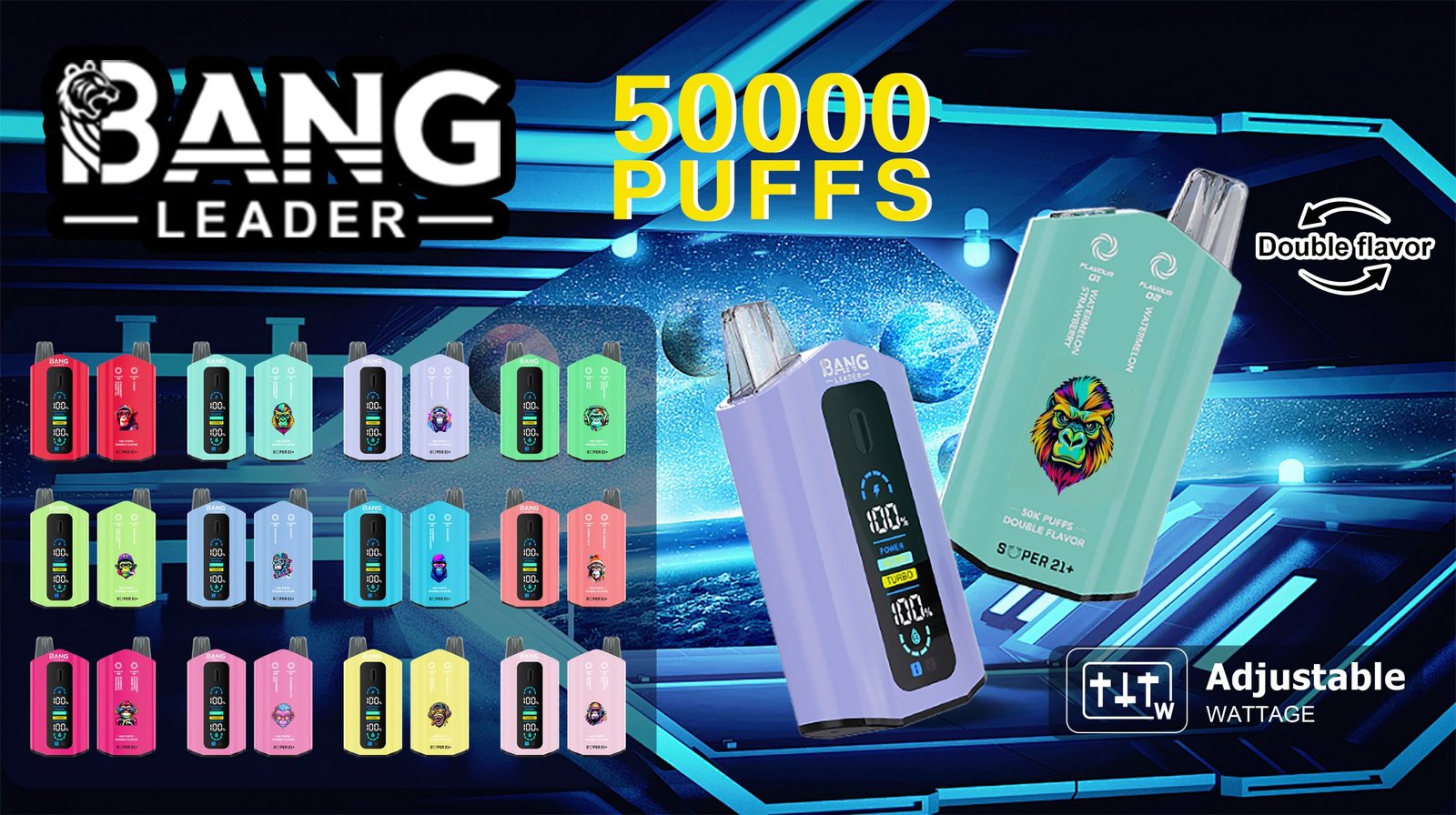 Bang Leader 50K – 2026 najlepší jednorazový vape na Slovensku s dvomi príchuťami, 48 ml nádržkou a LED displejom